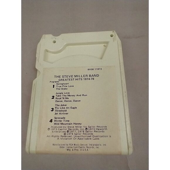 STEVE MILLER BAND / GREATEST HITS 1974-78 / 8-TRACK TAPE / CAPITOL 133199 - Picture 3 of 6